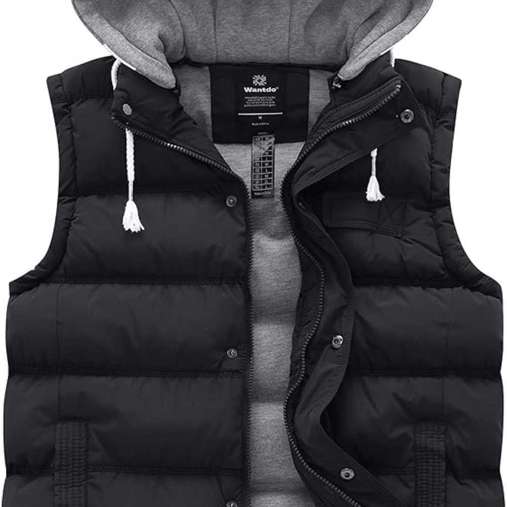 wantdo winter puffer vest with hood